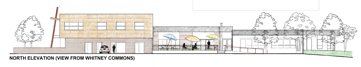 Concept drawing of Upward Project - North elevation view from Whitney Commons